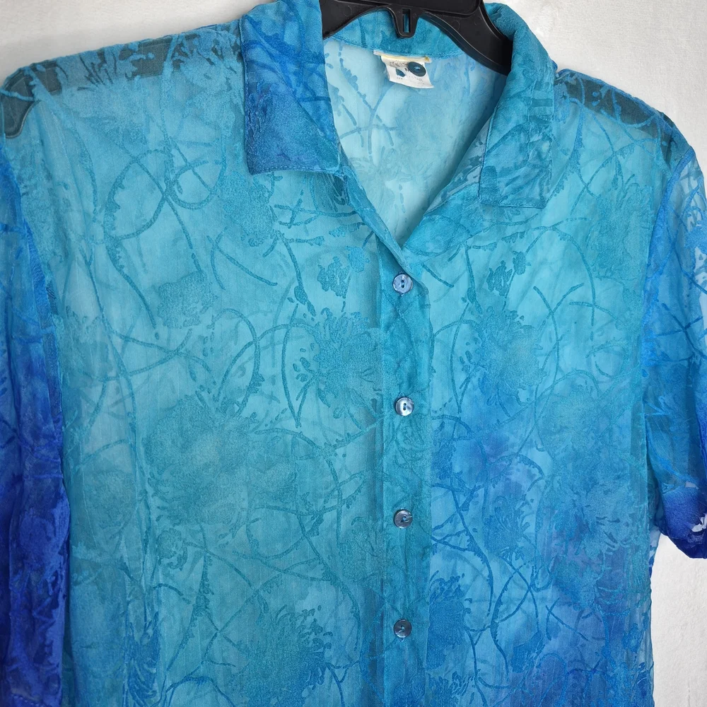 Vintage Gottex Swim Cover Up Transparent Shirt‎ Dress Size Medium